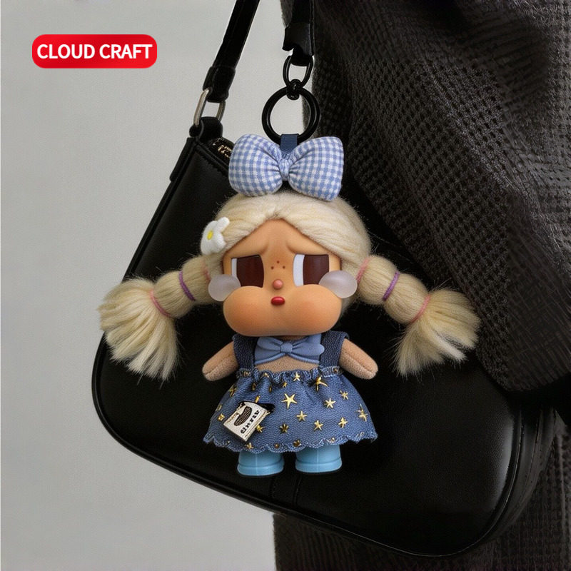 适用哭娃沙滩小憩娃衣星星牛仔背带裙套装crybaby哭娃度假系列