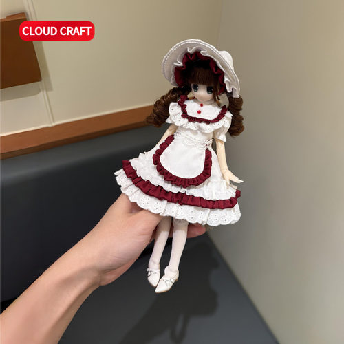 适用bjd娃衣Azone6分/特六/ob22/ob24/电器街通穿红绒丝物语套装