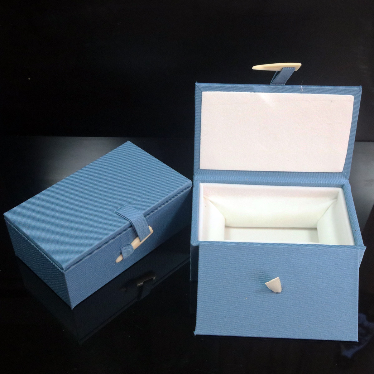 高档仿古骨针扣印章锦盒定制首饰盒收纳盒包装文玩礼品青灰色盒子