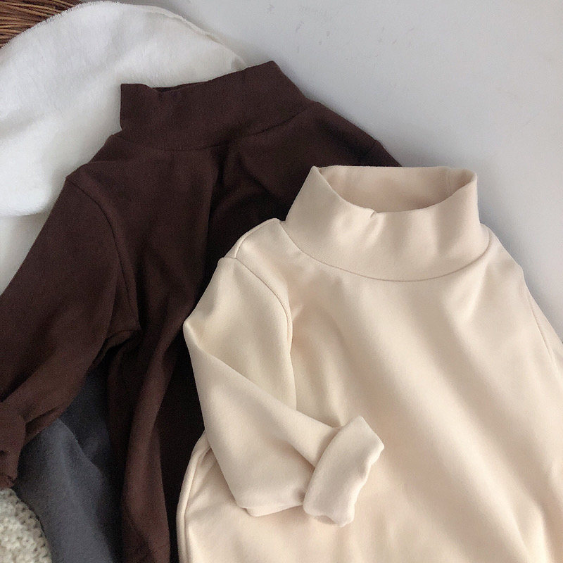 男女童磨毛打底衫半高领儿童