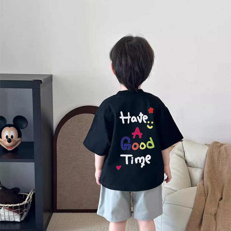 儿童洋气字母笑脸印花短袖t恤衫夏装男童时髦酷帅百搭半袖衫上衣,童装/婴儿装/亲子装,T恤,淘宝优惠券,粉丝福利购,淘宝优惠卷