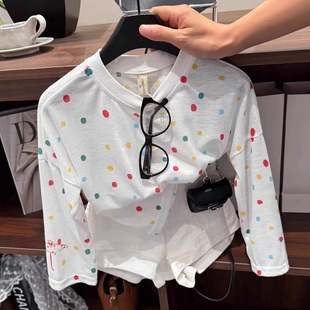 夏季新款男女童韩版休闲薄款防晒衣儿童防晒罩衫波点T恤透气上衣