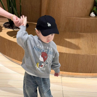 宝宝洋气卡通圆领卫衣男女童韩系宽松套头衫 秋冬装 上衣服 新款 童装