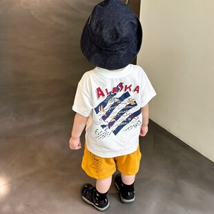 2026夏季男女童纯棉短袖T恤衫中小童洋气字母印花圆领宽松上衣潮