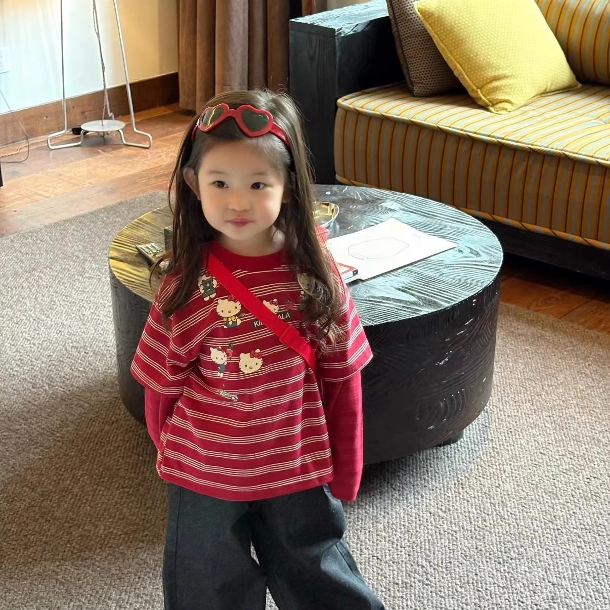 韩国宝宝童装2026新款秋装女童洋气可爱卡通长袖T恤衫假两件上衣,童装/婴儿装/亲子装,T恤,淘宝优惠券,粉丝福利购,淘宝优惠卷