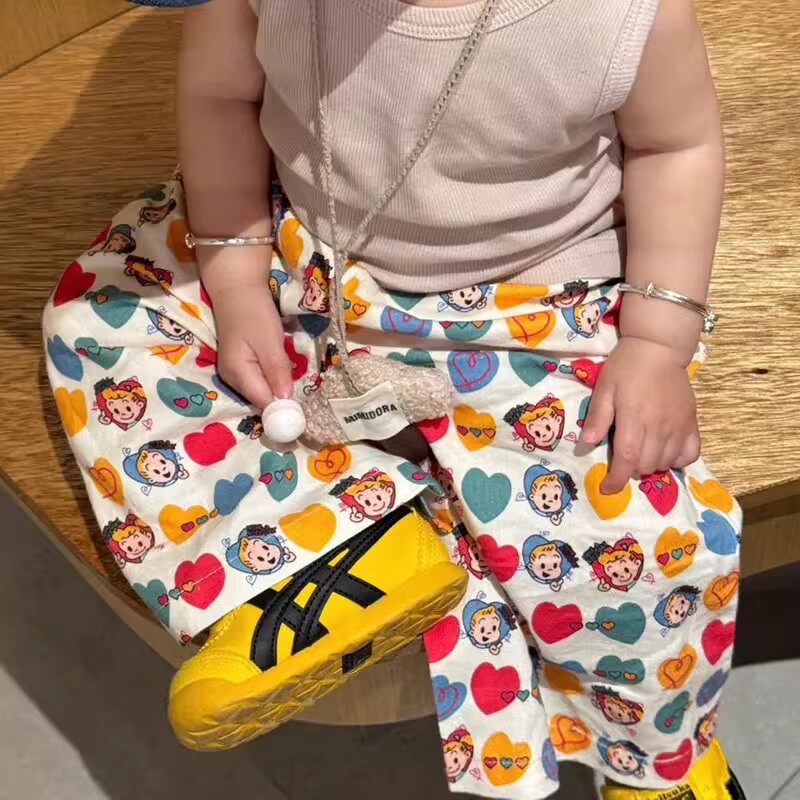 儿童卡通阔腿裤男女童防蚊裤长裤