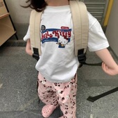 套装 夏季 纯棉短袖 宝宝卡通满印阔腿裤 女童可爱百搭两件套2026新款