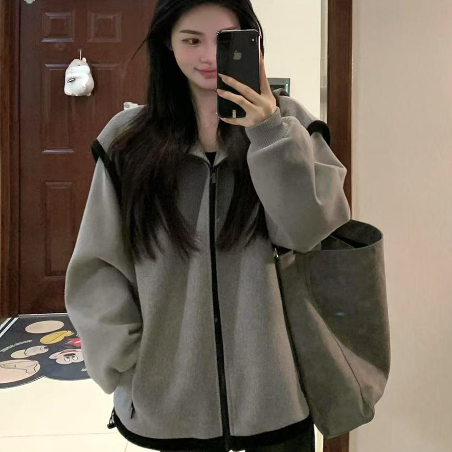 美式高级感毛呢外套女春秋棒球服