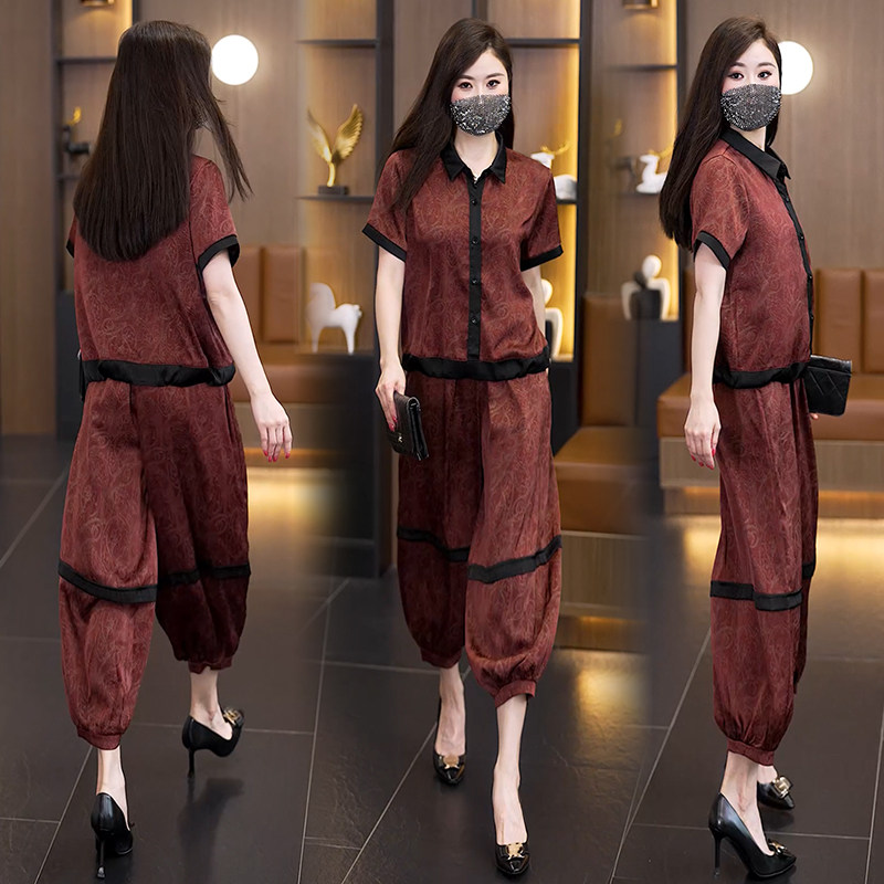 特尔美大码套装女2026年夏新款休闲气质印花显瘦减龄两件套搭配套