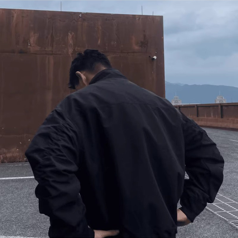 GTAL美式三防立领教练夹克男春秋纯色复古冲锋衣户外工装飞行外套