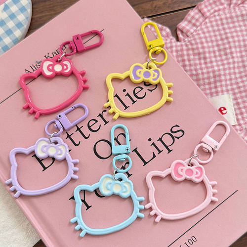新款镂空KT猫头钥匙扣百搭书包可爱挂件配饰送闺蜜情侣礼物配饰品