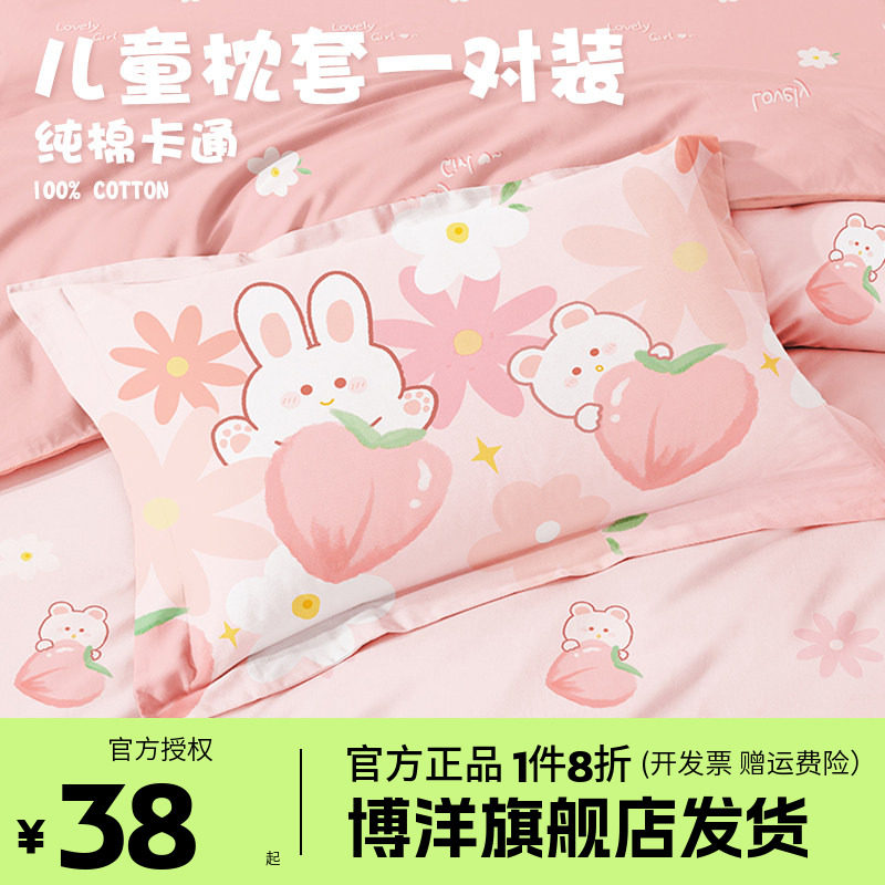 博洋全棉卡通幼儿园一对装枕头套图片