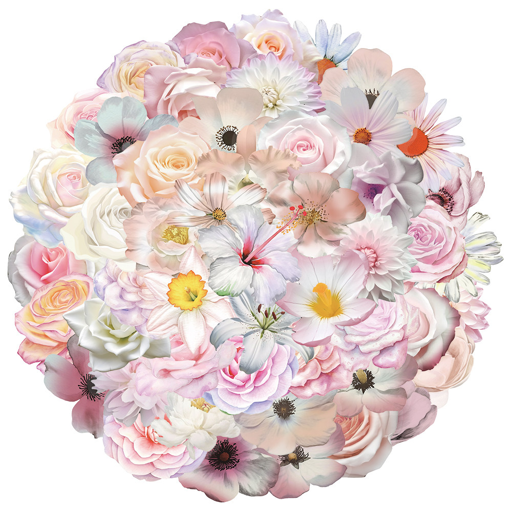 50张/套创意粉色花花ins风PET透明材质贴纸笔记本个性装饰贴纸,文具电教/文化用品/商务用品,贴纸/立体贴纸,淘宝优惠券,粉丝福利购,淘宝优惠卷