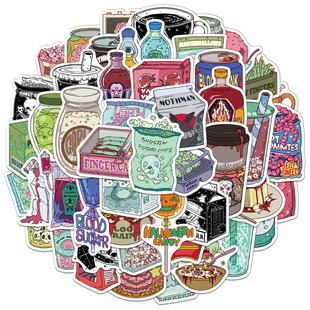 50张/套Zombie Food卡通涂鸦贴纸好看手机笔记本个性装饰素材贴纸