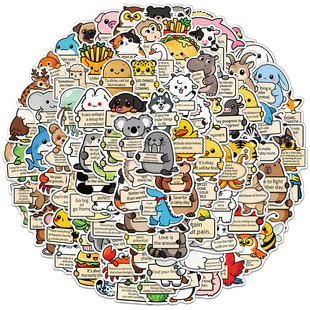 50/100张/套Funny Emotional Support Animals贴纸个性装饰贴纸