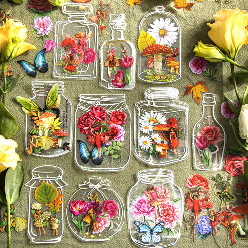 干花书签植物标本塑封膜手工diy材料包创意树叶透明贴纸压花瓶子