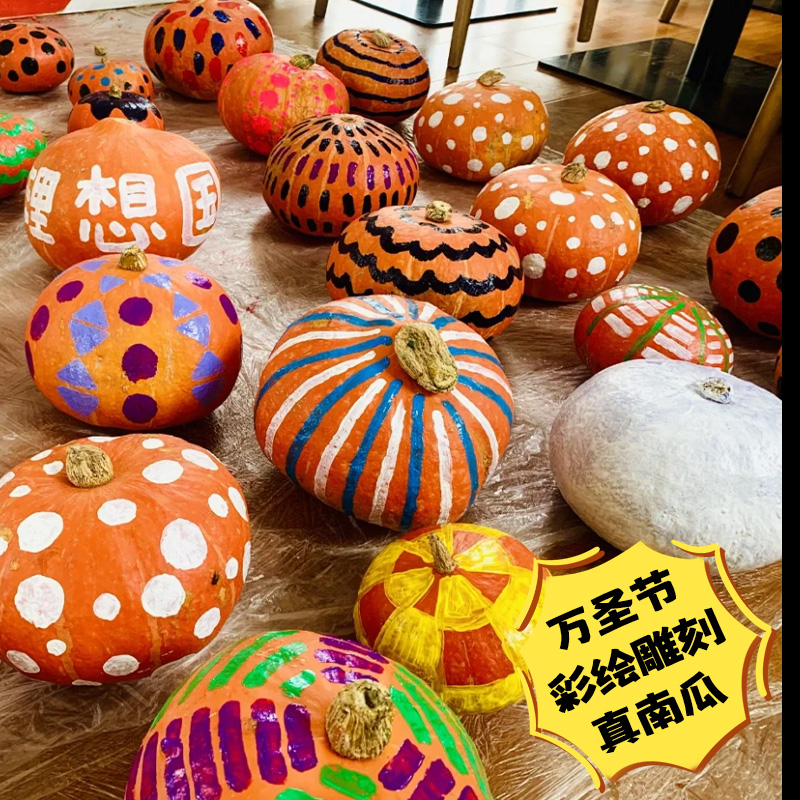 儿童手工雕刻真南瓜灯DIY万圣节装饰南瓜灯笼绘画涂鸦工具材料包图片