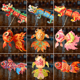 元宵节鱼灯灯笼手工diy材料包儿童手提挂饰非遗花灯2026新款国风