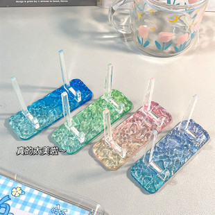 冰透渐变谷美底座水波纹吧唧支架亚克力透明小型收纳展示架立牌