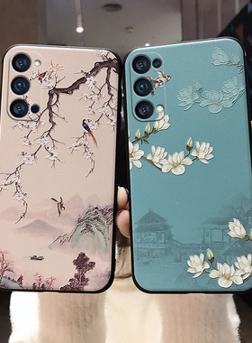 适用oppo Reno13/14/12/11/10/9/8/7/7se手机壳6pro女款15保护套5K硅胶4se软壳3Pro+防摔C带挂绳2Z挂脖5G国风