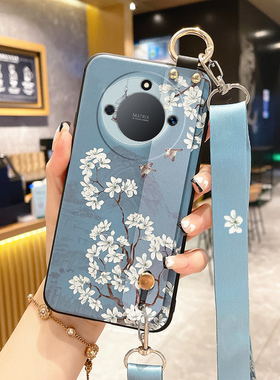 适用华为荣耀x50手机壳honorX60Pro新款X60i+保护套ALI全包AN00硅胶X40GT斜挎背带x30防摔X70挂绳i女挂脖子男