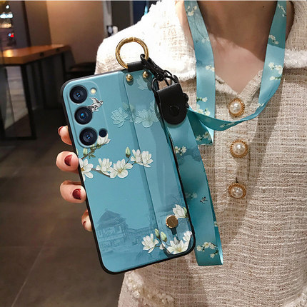 中国风适用oppo Reno5/5K手机壳reno10/11/12/13防摔9/8女款7保护14套6pro+腕带4SE硅胶3软2Z带15挂绳C挂脖5G