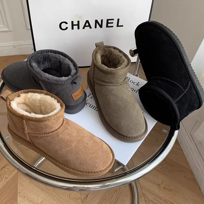 周冬雨mini同款雪地靴女冬季加绒加厚皮毛一体情侣保暖大码棉鞋女