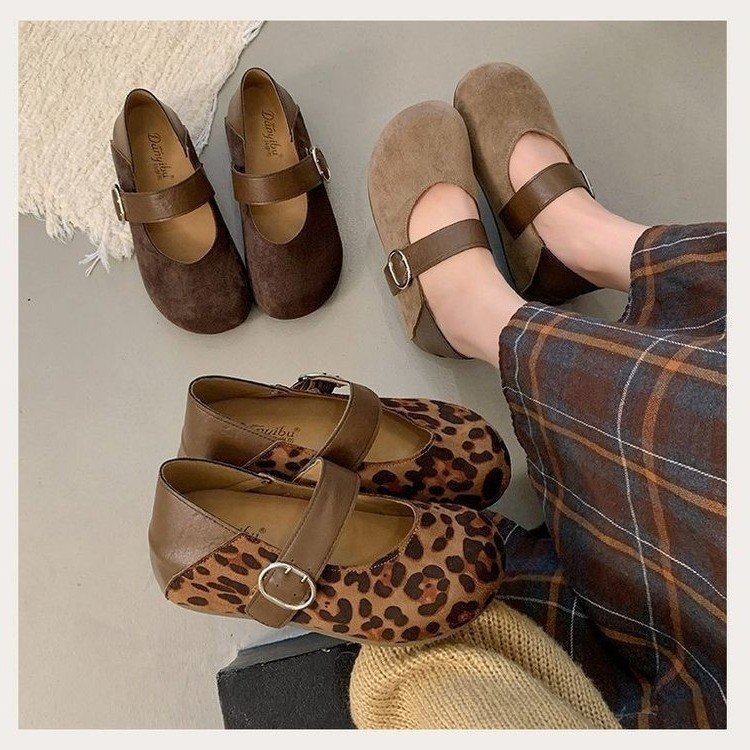 复古女鞋豹纹玛丽珍鞋春季软底浅口单鞋新款绒面平底勃肯鞋潮,女鞋,棉鞋,淘宝优惠券,粉丝福利购,淘宝优惠卷