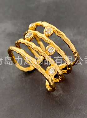 小众时尚复古设计感黄铜镀金轻奢ins网红戒指气质关节戒指
