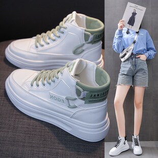 简约久穿冲量 月河百货潮流百搭2021秋季 时尚 高帮百搭小白鞋 新款