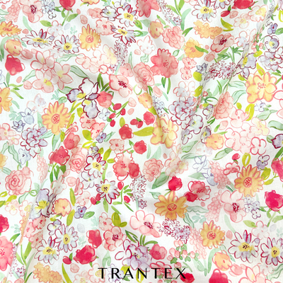 天冉100s长绒棉轻薄水彩晕染服装连衣裙印花布料面料灿漫芳华3