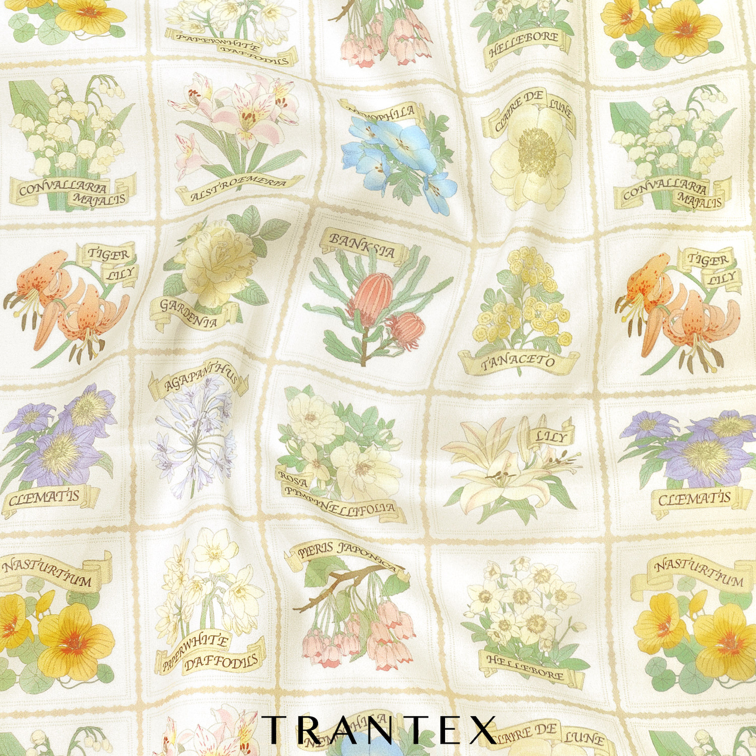 100s长绒棉轻薄柔软原创服装连衣裙印花布料面料花园邮票5