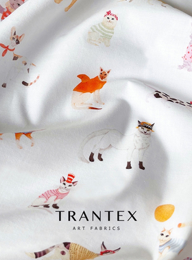 裙子纯棉全棉布料婴童装手工碎花印花衣服装衬衣连衣裙猫咪面料