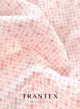 法国进口细亚麻纱线纯亚麻印花服装布料面料万花筒马卡龙四瓣花