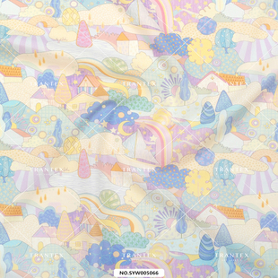 80s长绒棉加密府绸手作可爱童趣diy服装童装印花布料面料山云屋1