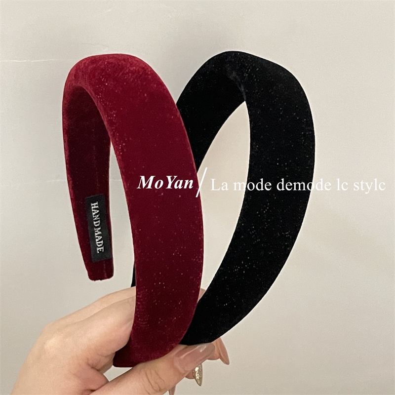 秋冬复古纯色细闪金丝绒发箍女高颅顶头箍2023年新款百搭外出头饰