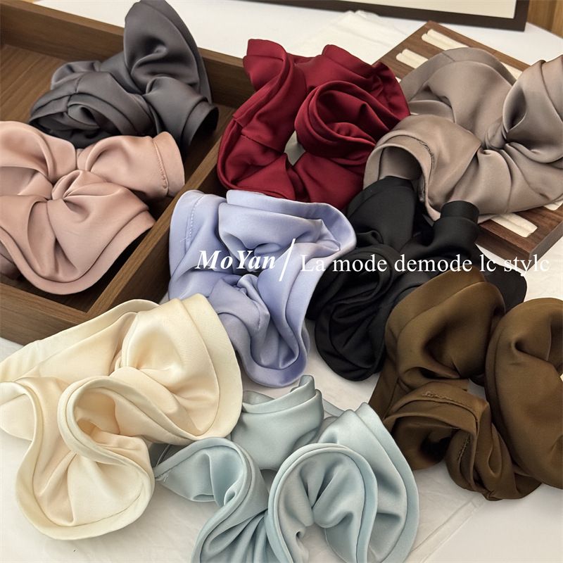 网红爆款木耳边优雅缎面大肠发圈花苞气质发绳后脑勺头绳韩版头花