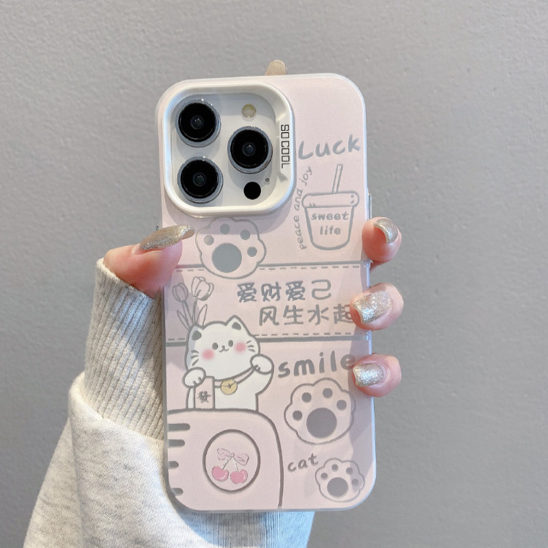适用苹果16promax手机壳新款招财猫爱财彩绘iPhone15pro磨砂壳彩银14可爱卡通13小众创意12全包防摔11保护套,3C数码配件,手机保护套/壳,淘宝优惠券,粉丝福利购,淘宝优惠卷