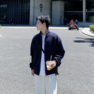 重磅420g短款立领开衫卫衣春秋