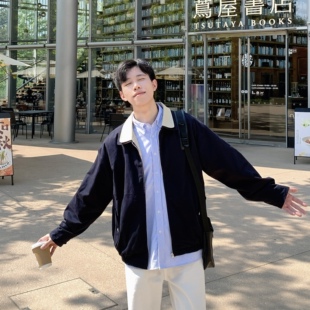 SUNSET 撞色翻领工装夹克男生2025春秋季双领设计百搭休闲外套