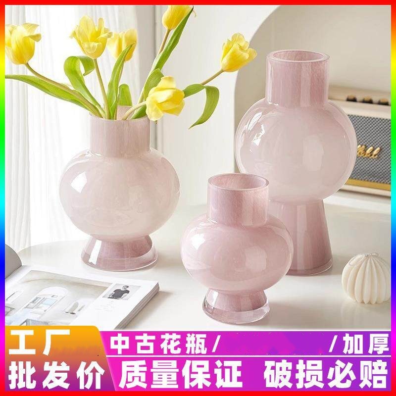 花束琉璃花瓶摆件客厅插画复古客