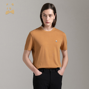 CANUDILO/卡奴迪路夏季新款时尚圆领T恤混纺短袖T恤男士简约