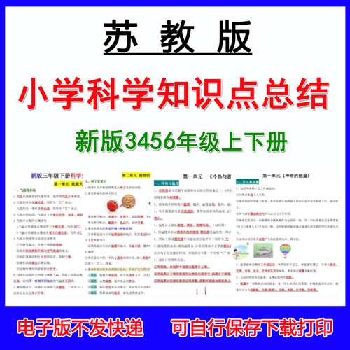 2026新苏教版小学科学知识点总结