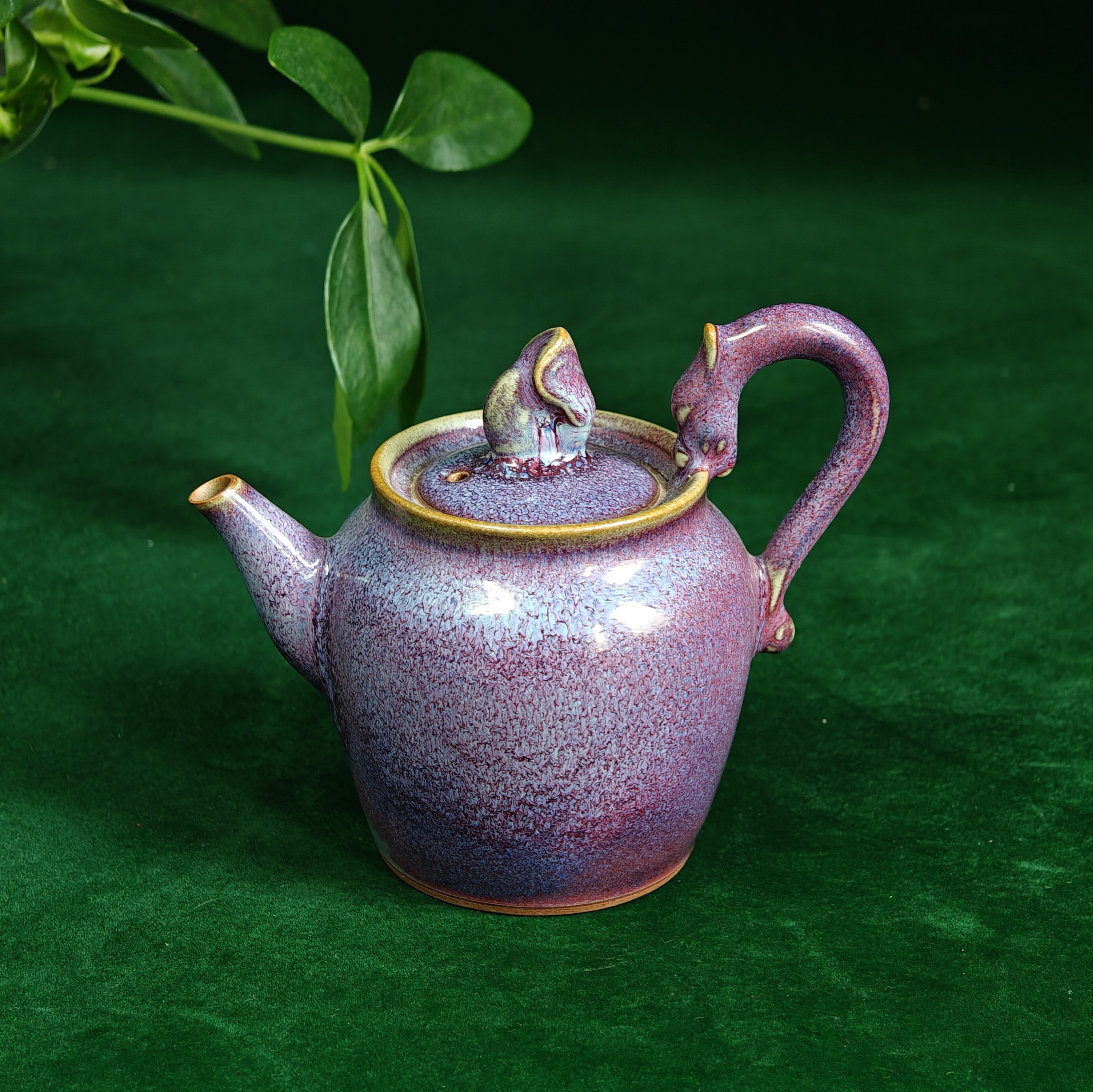钧彩时光严选钧瓷杨鹏飞钧尚源手工紫藤花釉窑变精品龙壶茶壶