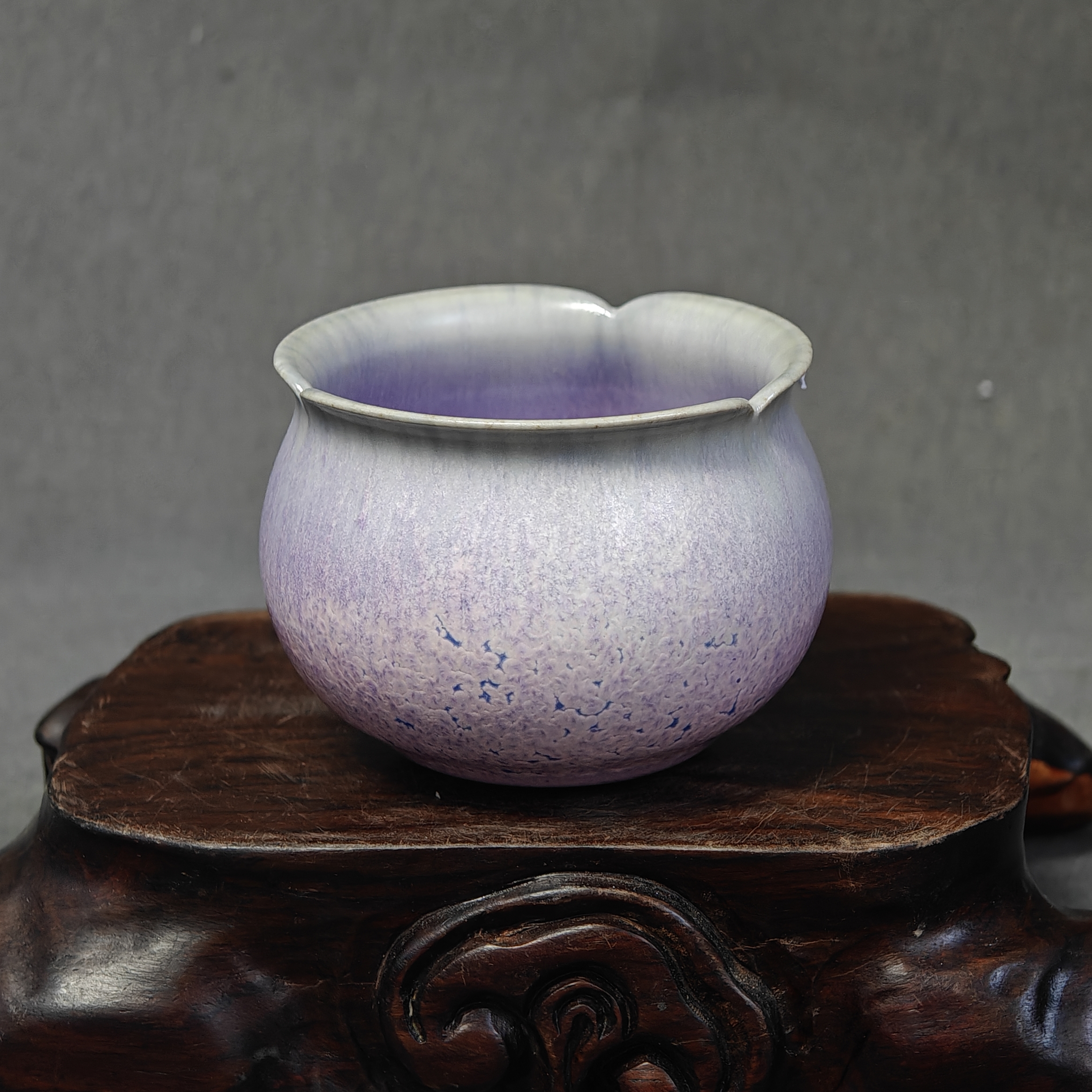 钧瓷名家任晓飞纯手工炭烧窑变精品花苞杯主人杯茶杯原矿中式复古