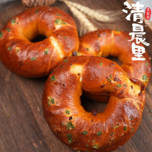 清晨里 猪肉脯碱水贝果咸口面包营养早主餐健身代餐下午茶零食