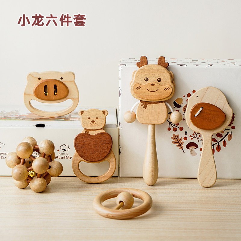 WOODPAPA  보름달 드래곤  선물 딸랑이 장난감 0-1 세는 나무 딸랑이를 씹을 수 있습니다