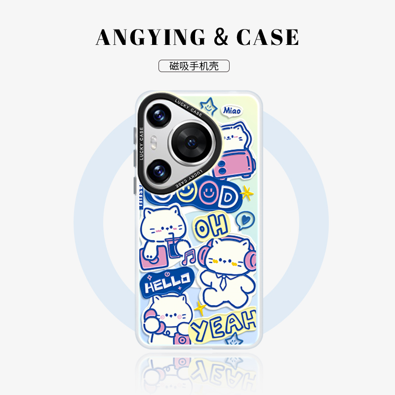 小猫日记适用华为手机壳带支架