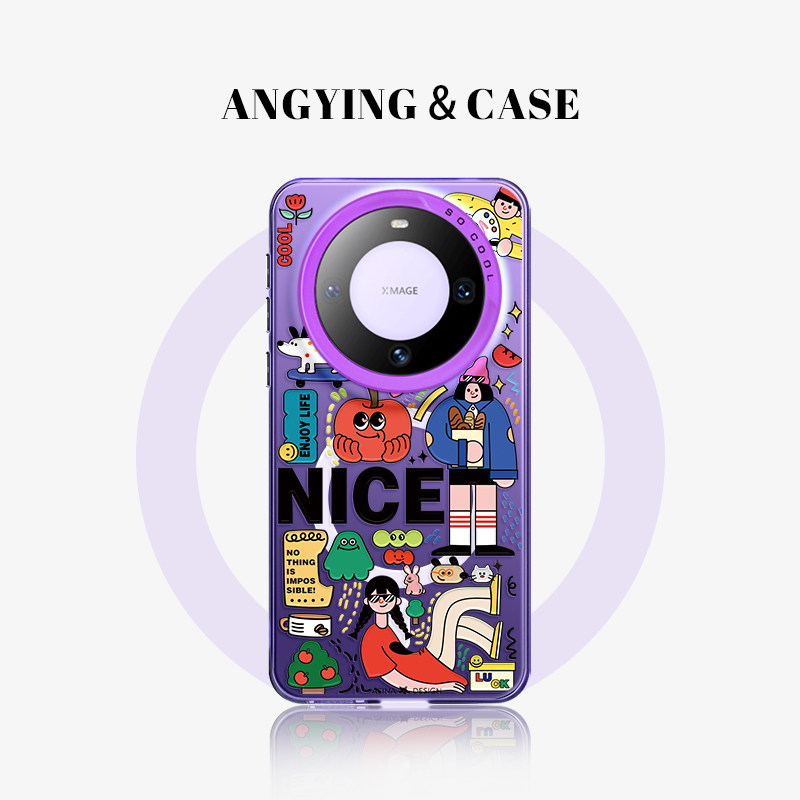 ANGYING ×集市涂鸦适用华为Mate80Promax手机壳磁吸支架p40保护套mate60潮牌mate70女全包e防摔mt30新款Pro+,3C数码配件,手机保护套/壳,淘宝优惠券,粉丝福利购,淘宝优惠卷