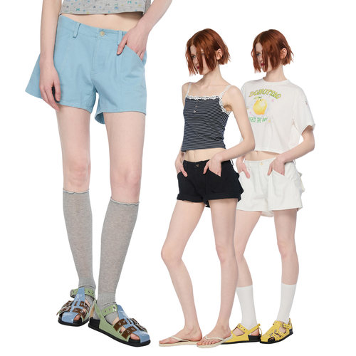 【专属】DNT/韩火火 美式休闲洗褪水洗立体口袋工装短裤女
